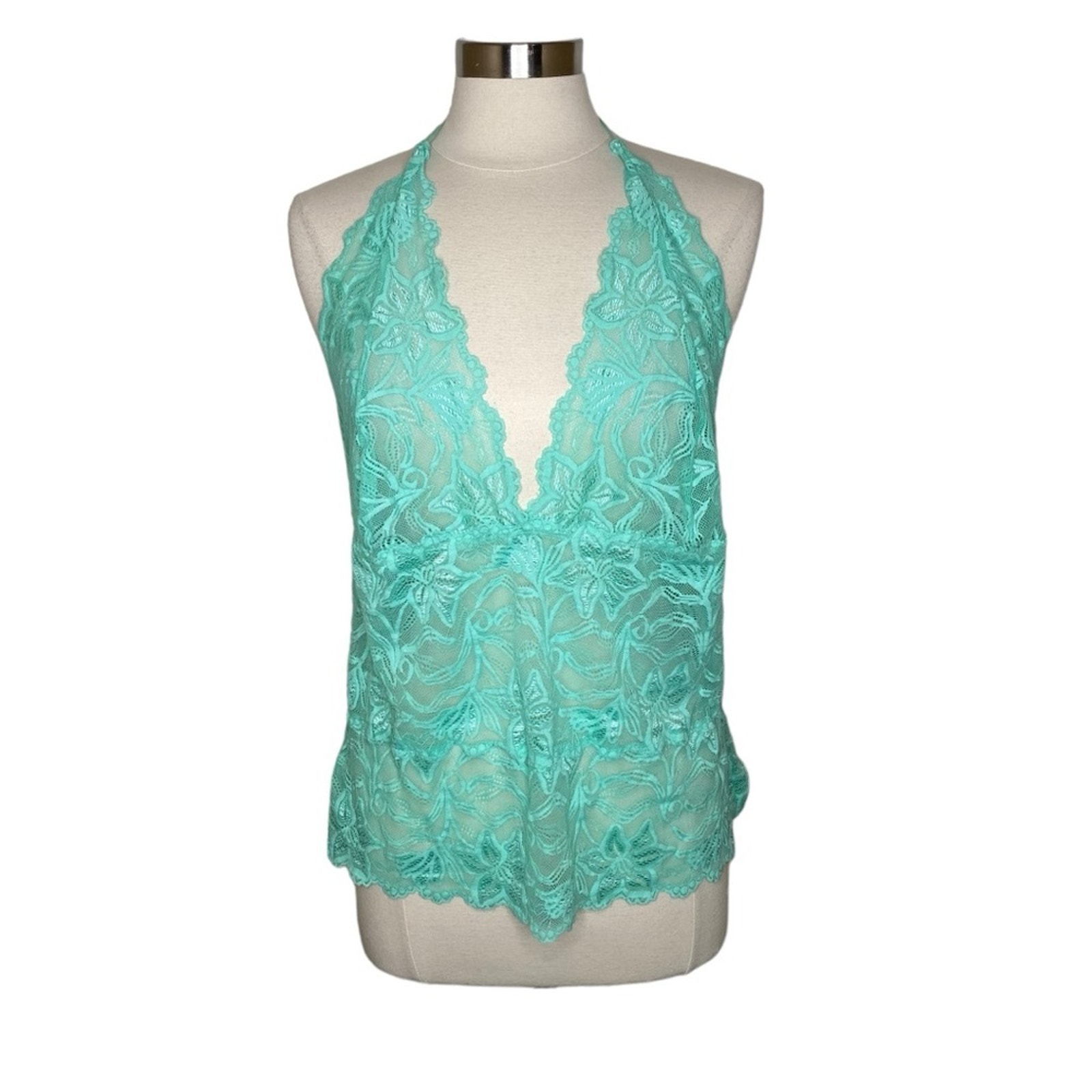 Fredericks Of Hollywood Lace Deep V-Neck Halter Top Women’s Size 1x